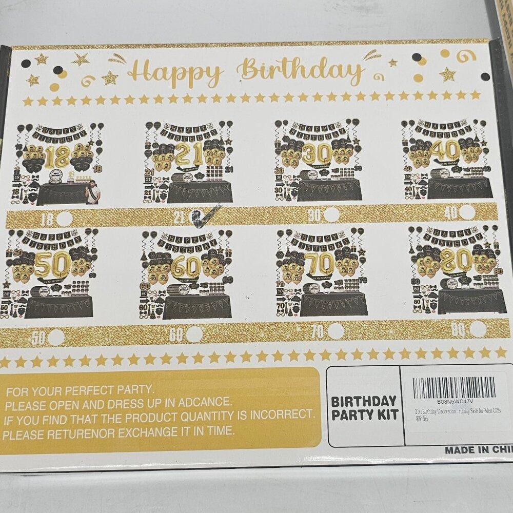 21st birthday party decoration kit gold & black‎